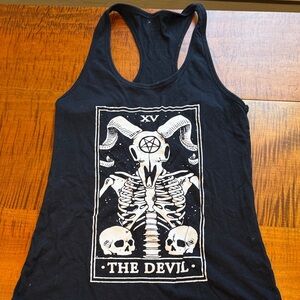 Black Tank Top with Skeleton and Skull Design